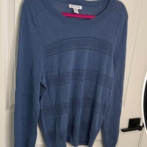 Athleta Blue Eyelet Stripe Knit Pullover